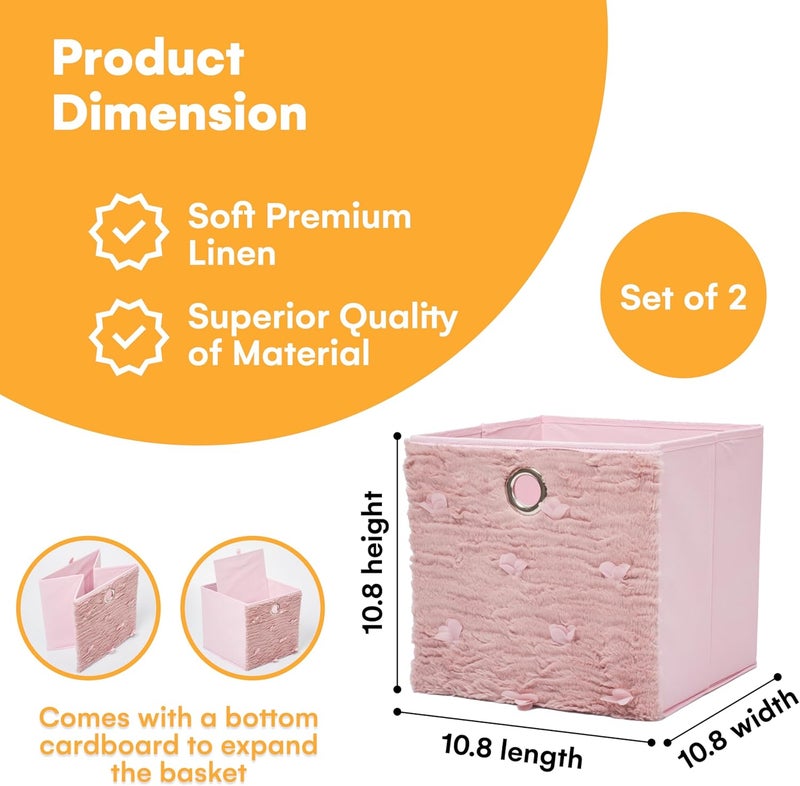 Noa Store Set of 2 Pink Toy Box for Girls - 130 Liters Large Toy Storage with Removable Dividers for Easy Sorting - Stylish Textile Toy Bins and Chests - Ideal for Playroom Bedroom Living Room - Image 3